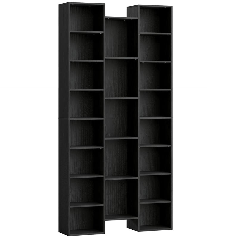 21 Compartment Storage Bookshelf With Open Display Shelves For Home Office, Black