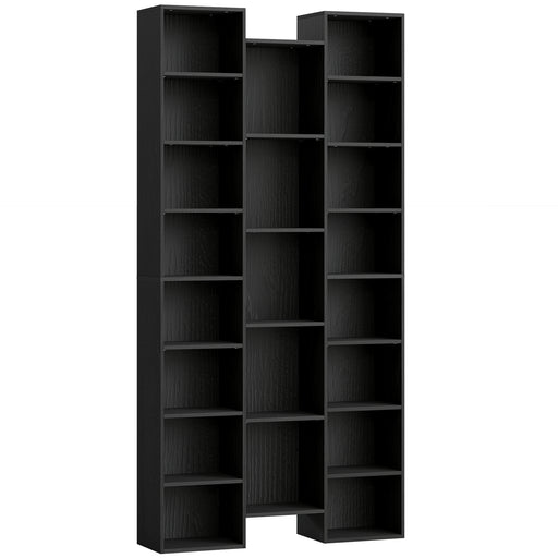21 Compartment Storage Bookshelf With Open Display Shelves For Home Office, Black