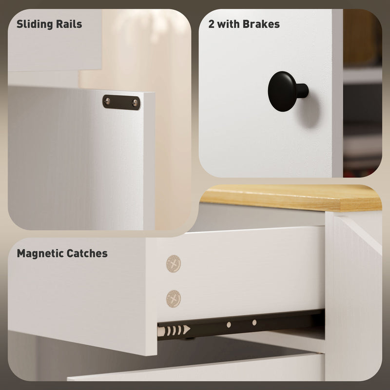 Rolling Kitchen Island with Drawer and Towel Rail for Extra Storage Space, White 82x38x86.5cm