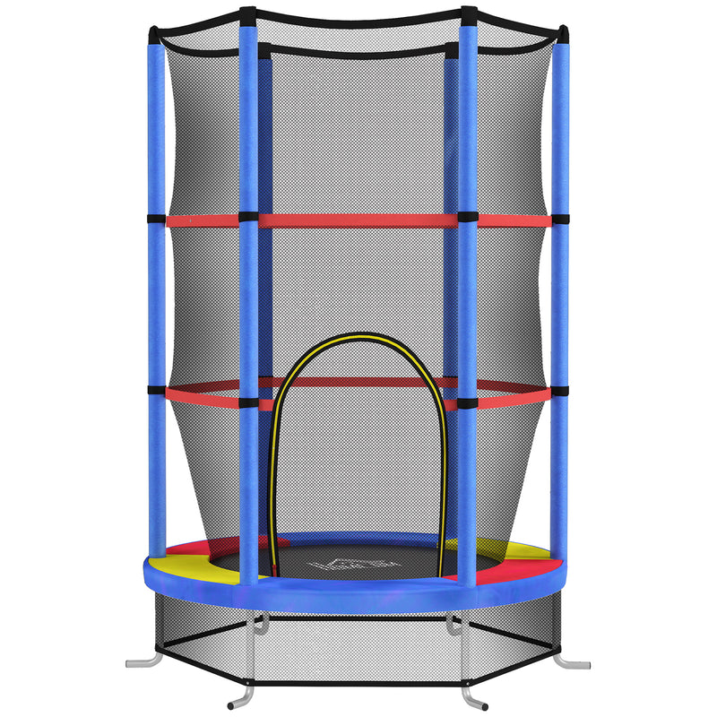 Kids Trampoline with Enclosure Net Steel Frame for Ages 3 to 6 Multicoloured by HOMCOM AOSOM