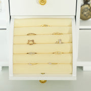 4 Tier Jewellery Storage Box with Mirror and Drawers for Organising Accessories White
