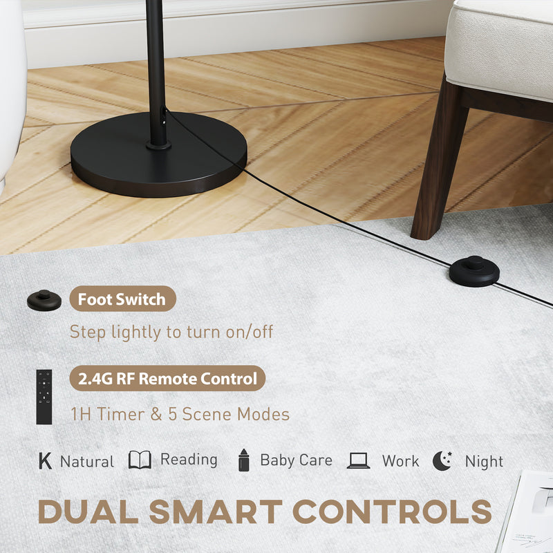 Floor Lamp with Remote Control for Adjustable Reading and Relaxing Light Black Beige
