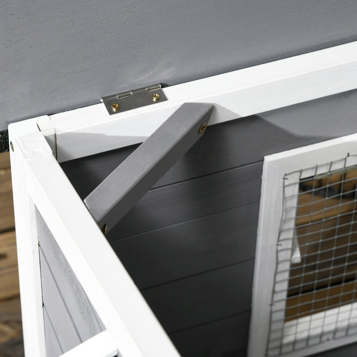 Grey Wooden Dog Kennel for Medium Dogs Weatherproof Outdoor Shelter 97L x 72W cm by PawHut