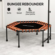 Adult Rebounder Trampoline with Adjustable Handle and LED Lights for Home Fitness Orange AOSOM