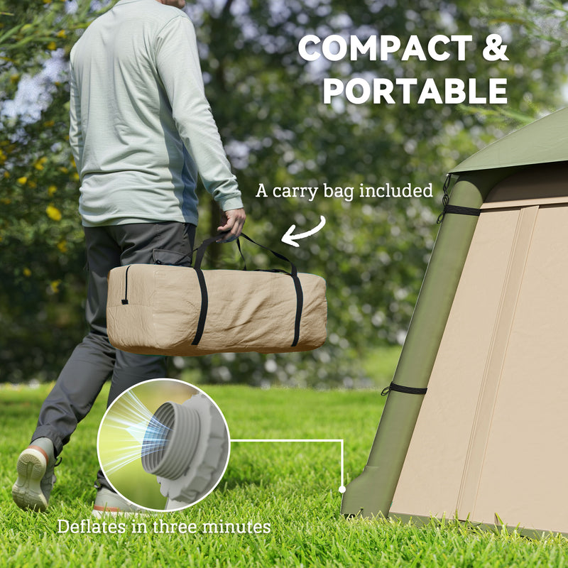Inflatable 2 Person Camping Tent Quick Pitch Waterproof Shelter With Air Pump Brown