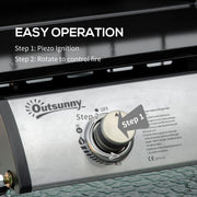 Portable Gas Plancha Grill with 2 Burners Non Stick Griddle for Camping and BBQ, Grey