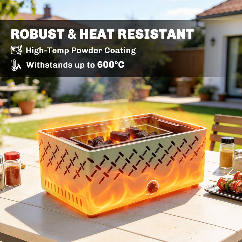 Portable Charcoal Barbecue with Adjustable Fan for Easy Outdoor Cooking Light Green