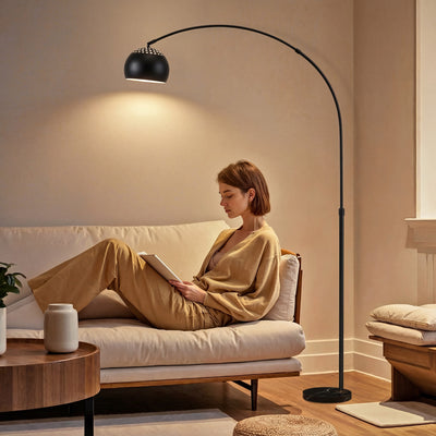 Arched Floor Lamp with Adjustable Head for Reading or Relaxing Black AOSOM