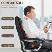 Ergonomic Big and Tall Office Chair With Spring Cushion Supports 180kg PU Leather Black AOSOM