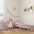 Wooden Kids Bedroom Furniture Set with Bed Dressing Table and Stool for Ages 3 to 6 White AOSOM