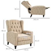 Chesterfield Style Reclining Armchair With Padded Seat For Living Room Comfort Beige