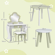 5 Piece Kids Table and Chair Set with Flower Design for Toddlers Aged 3 to 5 Pink AOSOM