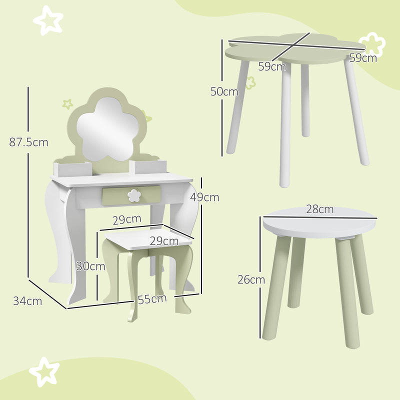 5 Piece Kids Table and Chair Set with Flower Design for Toddlers Aged 3 to 5 Pink AOSOM