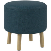 Round Storage Ottoman with Padded Seat and Hidden Compartment for Living Room Blue