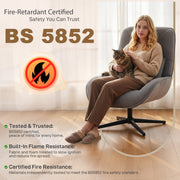 Accent Chair with High Back and Swivel Base for Everyday Comfort Light Grey AOSOM