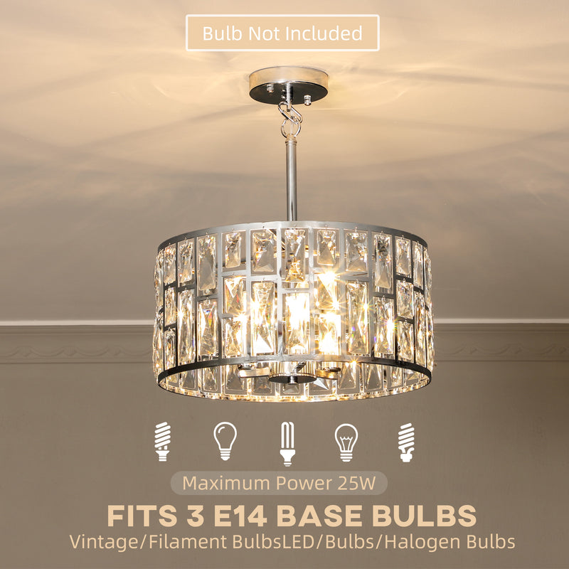 72 Inch Crystal Glass Chandelier Ceiling Light for Living Room or Hallway Silver Tone