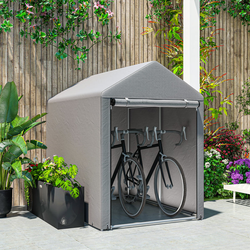 1.8 x 1.2m Portable Storage Shed with Accessories for Garden Tools, Light Grey Outsunny