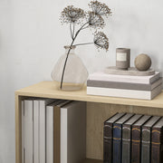 2 Tier Small Bookcase With Adjustable Shelf Ideal For Home Office Or Study, Natural