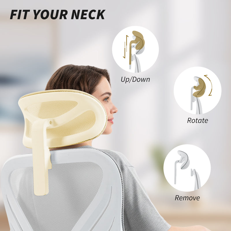 Ergonomic Office Chair With Adjustable Headrest And Foldable Backrest For Home Work Light Grey AOSOM