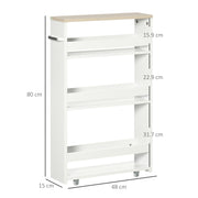 Slim Bathroom Storage Trolley with Wheels for Small Spaces White Kleankin