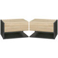 Wall Mounted Bedside Tables Set of 2 With Drawer and Shelf Modern Bedroom Oak Tone
