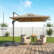 Square Cantilever Garden Parasol With Adjustable UPF50+ Shade and Fillable Base Weights Outsunny