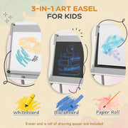 Kids Art Easel with Paper Roll Double Sided Whiteboard and Chalkboard by AIYAPLAY
