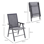 Set of 4 Foldable Metal Garden Chairs Outdoor Patio Dining Seats Charcoal Grey by Outsunny
