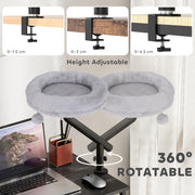Rotatable Cat Hammock Bed for Desk or Window with Adjustable Angle Support Grey AOSOM