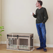 Large Dog Crate Furniture With Removable Cushion Doubles As Side Table, Brown