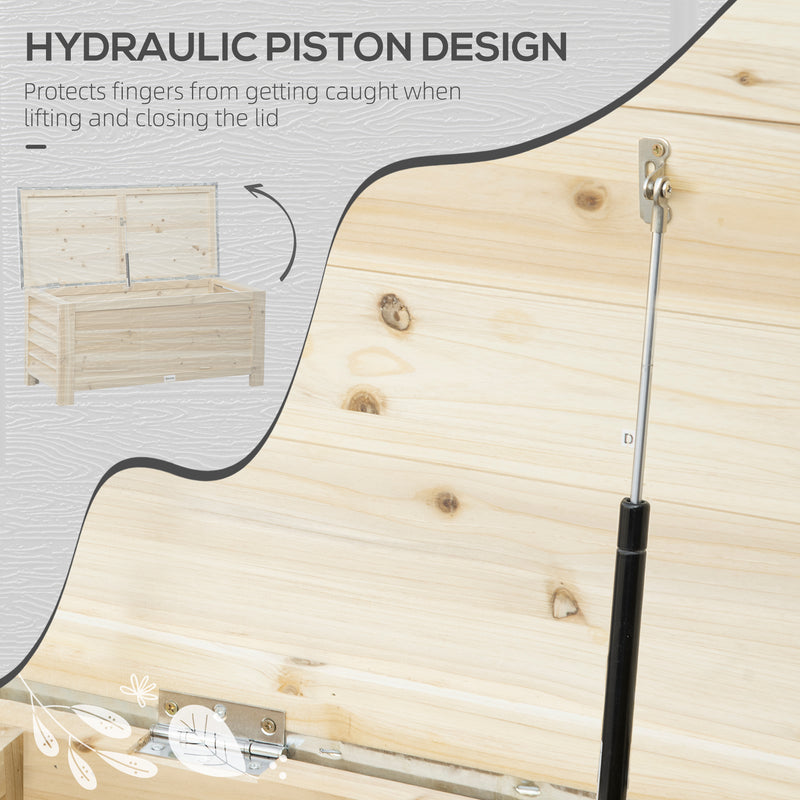 155L Outdoor Garden Storage Box With Metal Top Ideal For Tools And Equipment Natural Wood