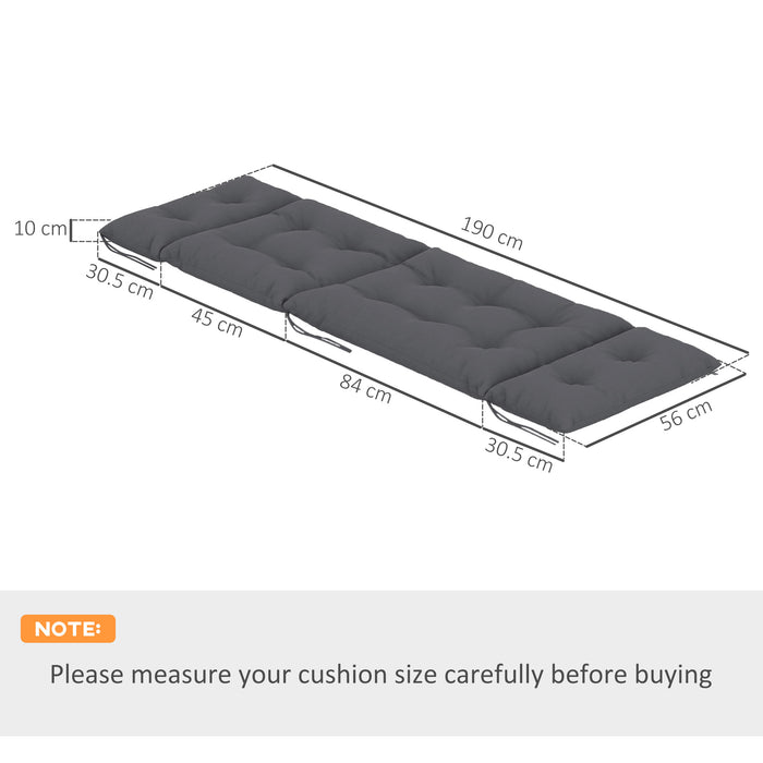 Dark Grey Sun Lounger Cushions Set of 2 190x56x10cm Thick UPF20+ Fabric by Outsunny