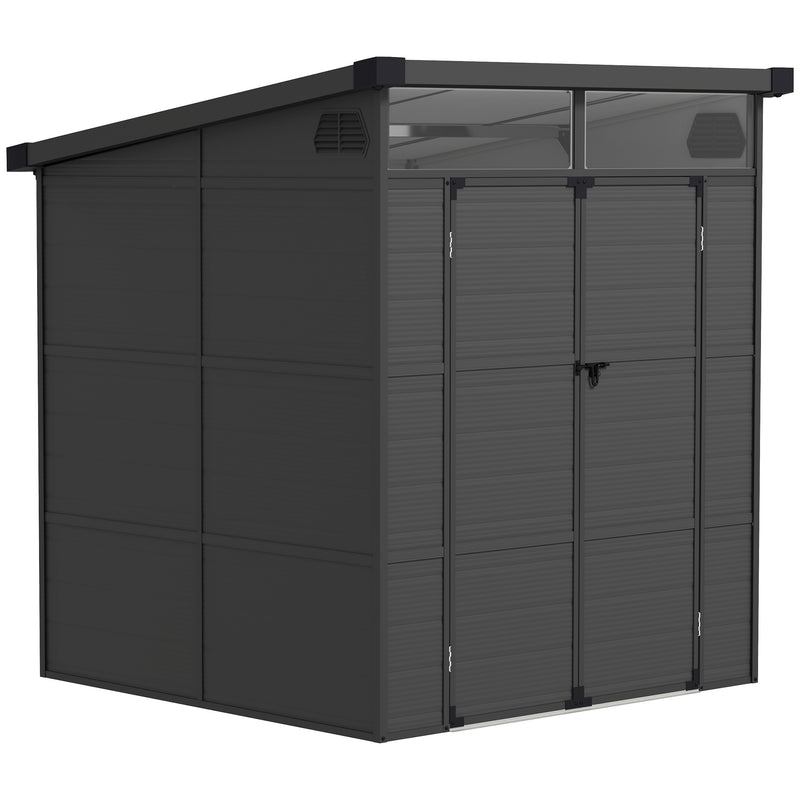 6 x 6ft Outdoor Plastic Garden Shed with Windows and Ventilation by Outsunny