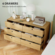 Wooden 6 Drawer Chest of Drawers with Spacious Storage for Bedroom or Living Room Oak
