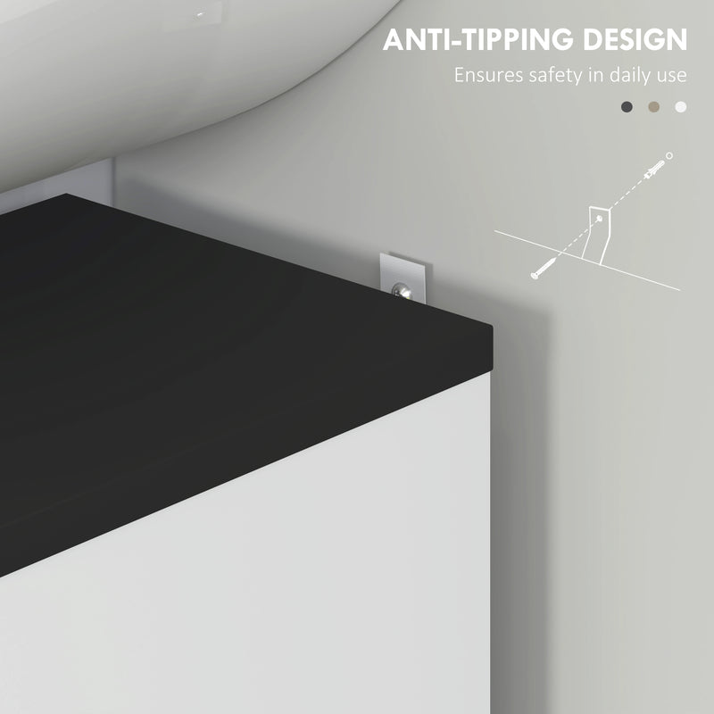 Under Sink Bathroom Cabinet High Gloss White Modern Storage Unit by HOMCOM