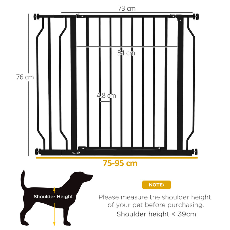Extra Wide Dog Safety Gate with Walk Through Door for Stairs or Hallways Black