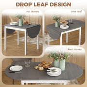 Folding Dining Table for Small Spaces with Drop-Leaf Sides Seats 4 to 6 Grey White Homcom