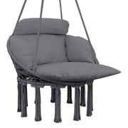 Dark Grey Hanging Hammock Chair with Soft Cushion Cotton Rope Boho Swing Seat by Outsunny