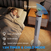 Tower Fan with Remote Control for Quiet Cooling and Space Saving in Any Room White AOSOM