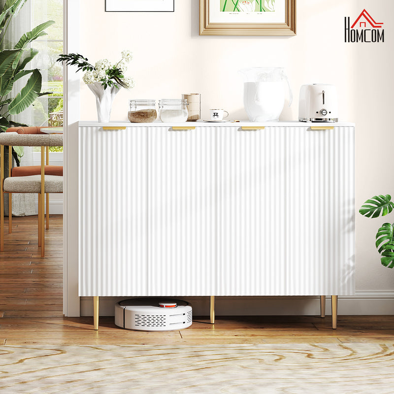 White Sideboard Buffet Cabinet with Adjustable Shelves and Gold Metal Legs for Kitchen or Hallway by HOMCOM