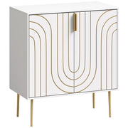 Art Deco Style Sideboard with Adjustable Shelf Ideal for Dining or Living Room White
