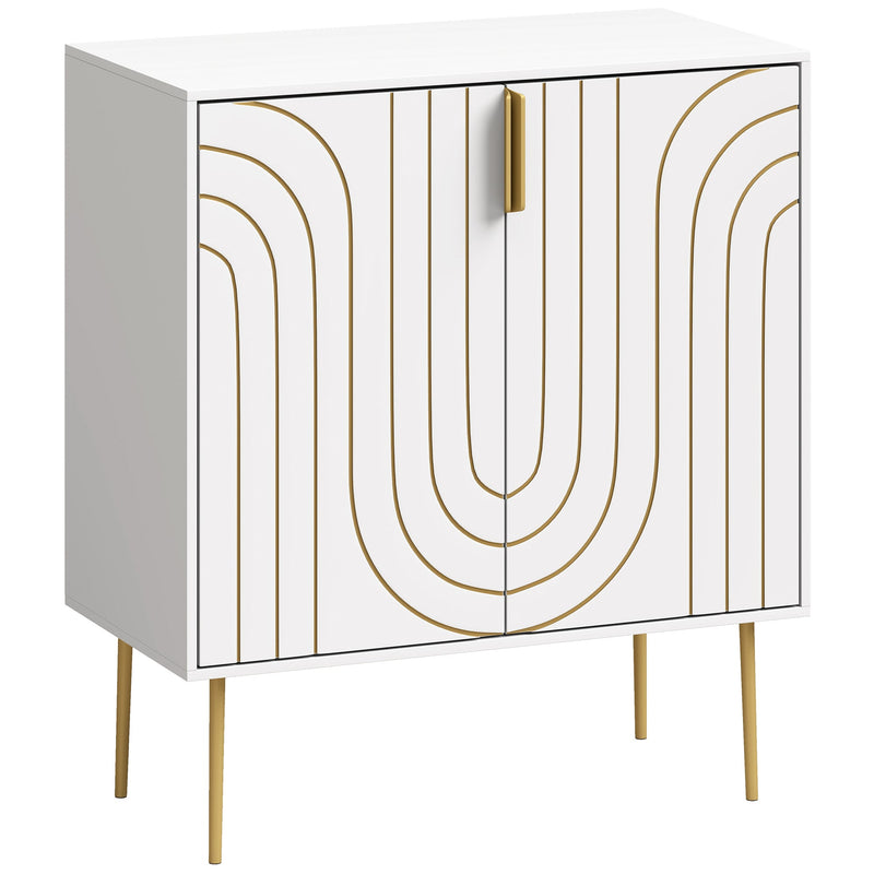Art Deco Style Sideboard with Adjustable Shelf Ideal for Dining or Living Room White