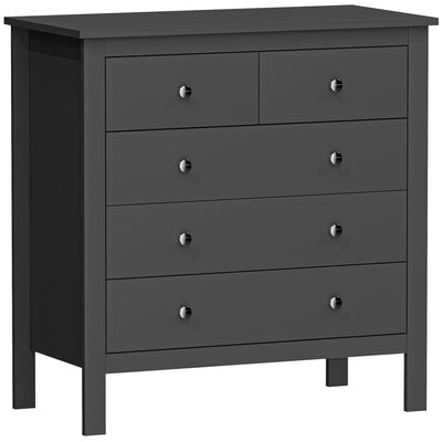 Chest of Drawers with Five Spacious Storage Drawers for Bedroom or Living Room Black AOSOM