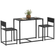 Black 2 Seater Dining Table Set with Steel Frame Space Saving Design for Small Kitchens