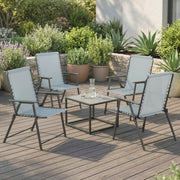 Folding Garden Chairs Set of 4 for Comfortable Outdoor Seating Light Grey Outsunny