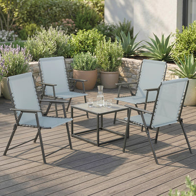 Folding Garden Chairs Set of 4 for Comfortable Outdoor Seating Light Grey Outsunny