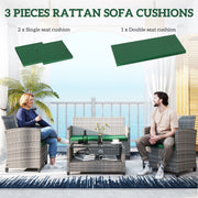 Green 3 Piece Garden Furniture Cushion Set for Rattan Chairs by Outsunny