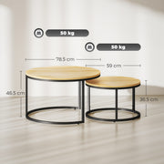 Set of Two Nesting Side Tables with Wood Effect Finish Ideal for Living Room, Natural