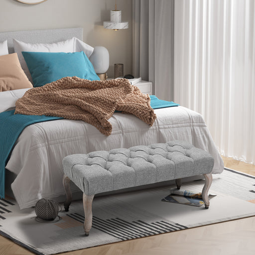 Tufted Upholstered Fabric Bench Seat With Storage For Bedroom Living Room Or Hallway