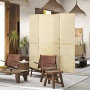 Bamboo Room Divider 4 Panel Folding Screen for Privacy and Space Separation Natural Wood AOSOM